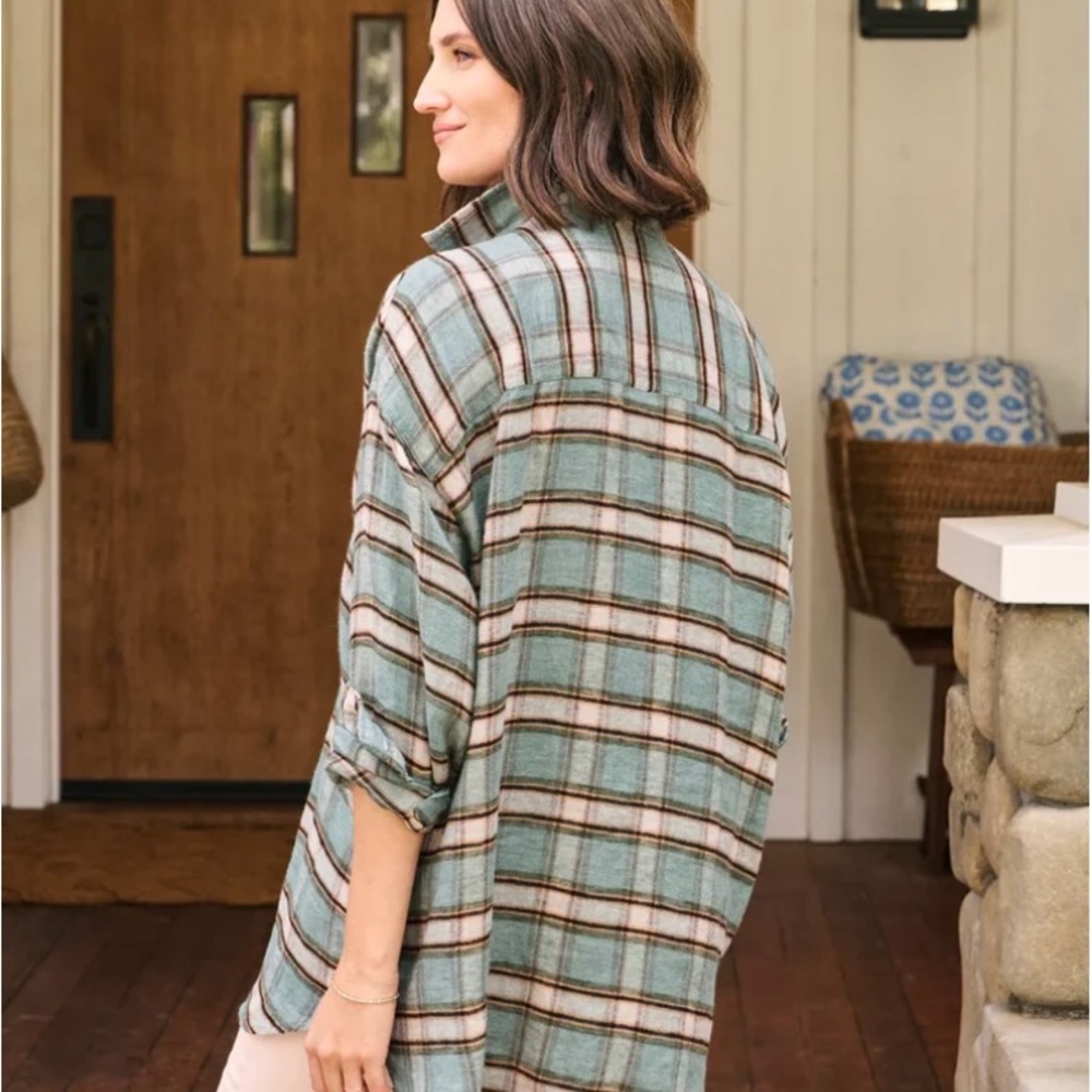 Frank & Eileen Green Sand Plaid Shirley Button Down Shirt - Picture 2 of 7